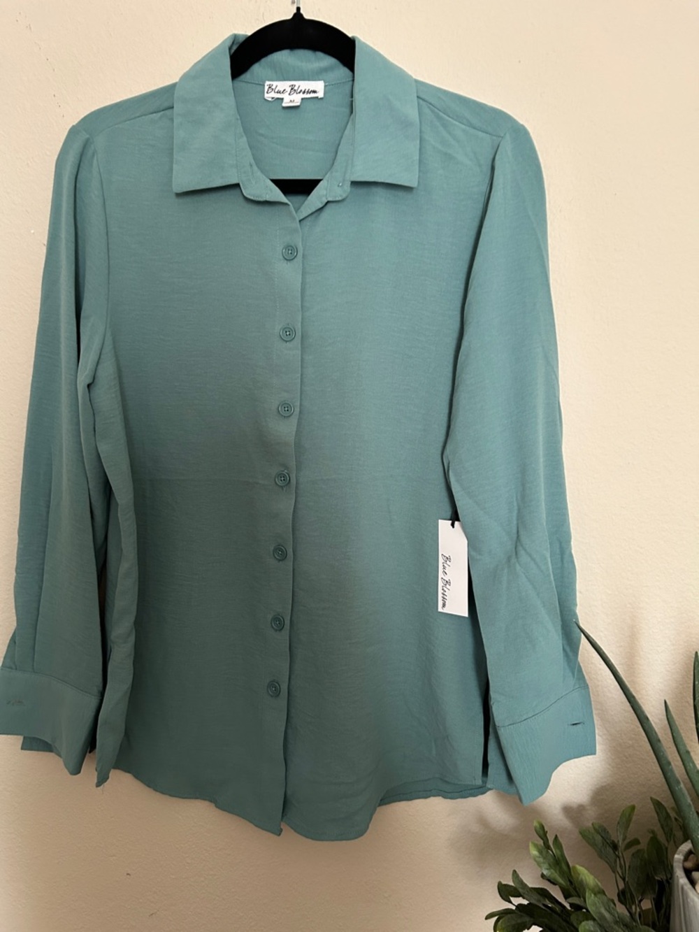 Blue Blossom Teal Button-Up Shirt - Women's